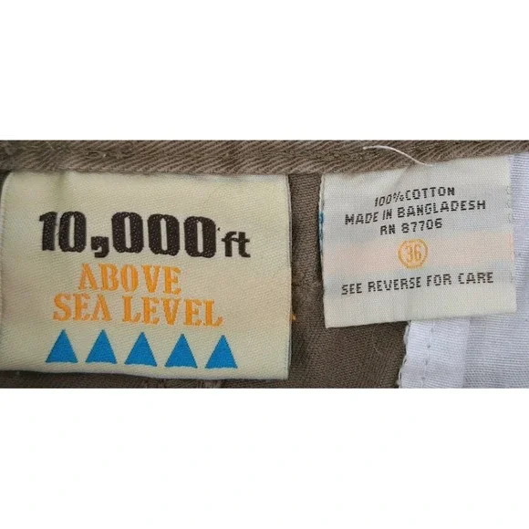 10,000 Feet Above Sea Level Cargo Shorts Men's 36 Brown Hiking Gorpcore - Picture 2 of 7